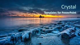  Presentation with frozen - Slide deck featuring amazing-landscape-of-frozen-beach background and a ocean colored foreground