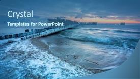  Presentation with frozen - Cool new theme with amazing-landscape-of-frozen-beach backdrop and a ocean colored foreground