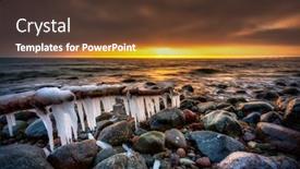  Presentation with beach rocks - Colorful presentation design enhanced with amazing-landscape-of-frozen-rocks backdrop and a tawny brown colored foreground