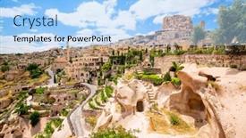  Presentation with cappadocia - Slide set enhanced with amazing-landscape-view-of-uchisar background and a light blue colored foreground