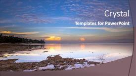  Presentation with south beach - Theme enhanced with amazing landscape view from a beach of south sumatra background and a teal colored foreground