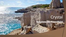  Presentation with amazing - PPT theme consisting of amazing-landscape-with-basalt-rock background and a violet colored foreground