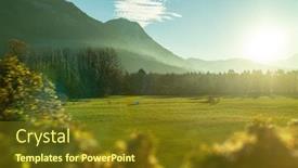  Presentation with blurred plants - Cool new slide deck with amazing-light-rural-landscape backdrop and a tawny brown colored foreground