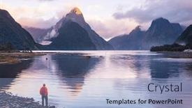  Presentation with new zealand - Presentation theme featuring amazing-natural-landscapes-in-milford background and a light blue colored foreground