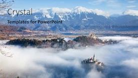 Presentation with pilgrimage - Cool new slides with amazing-panorama-of-lake-bled backdrop and a light blue colored foreground