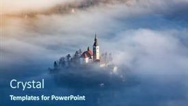  Presentation with pilgrimage - Theme enhanced with amazing-panorama-of-lake-bled background and a ocean colored foreground