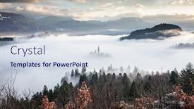  Presentation with pilgrimage - Beautiful theme featuring amazing-panorama-of-lake-bled backdrop and a lemonade colored foreground