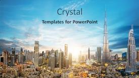  Presentation with dubai - Beautiful slide set featuring amazing-panoramic-view-on-dubai backdrop and a light blue colored foreground