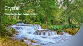  Presentation with rustic bridge water purple butterflies - Slide deck enhanced with amazing park above the water background and a  colored foreground