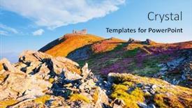  Presentation with bloom - Slide set having amazing-pink-rhododendron-flowers-bloom background and a light blue colored foreground