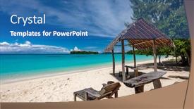  Presentation with palm beach - Presentation design featuring amazing-port-orly-sandy-beach background and a teal colored foreground