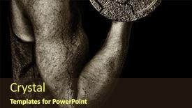  Presentation with powerful - Amazing PPT theme having amazing powerful black and white image of female power backdrop and a tawny brown colored foreground