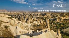  Presentation with cappadocia - Presentation design with amazing-rocks-in-love-valley background and a teal colored foreground