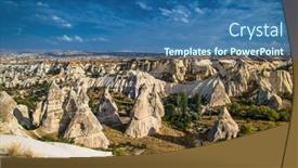  Presentation with cappadocia - Colorful slide deck enhanced with amazing-rocks-in-zelve-cappadocia backdrop and a ocean colored foreground