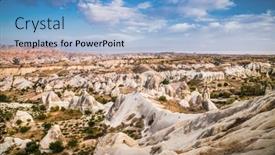  Presentation with cappadocia - PPT layouts with amazing-rocks-in-zelve-cappadocia background and a light blue colored foreground