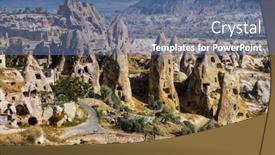  Presentation with cappadocia - Cool new PPT layouts with amazing-rocks-in-zelve backdrop and a ocean colored foreground