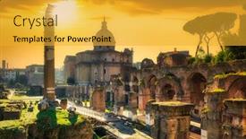  Presentation with forum - Audience pleasing slide set consisting of amazing-ruins-of-the-roman backdrop and a gold colored foreground