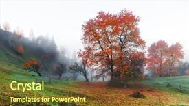  Presentation with autumn morning - PPT layouts enhanced with amazing rural scene on autumn background and a tawny brown colored foreground
