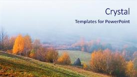  Presentation with autumn morning - Presentation theme having amazing scene on autumn mountains background and a sky blue colored foreground