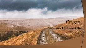  Presentation with autumn morning - PPT layouts enhanced with amazing-scene-on-autumn-mountains background and a coral colored foreground