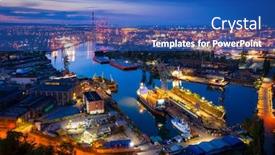  Presentation with canals - Audience pleasing slide set consisting of amazing-scenery-of-the-shipyard backdrop and a ocean colored foreground