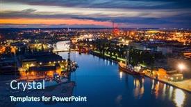  Presentation with shipyard - Cool new PPT theme with amazing-scenery-of-the-shipyard backdrop and a ocean colored foreground