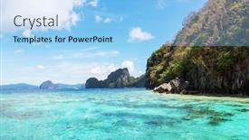  Presentation with philippines - Audience pleasing presentation theme consisting of amazing-scenic-view-of-sea backdrop and a light blue colored foreground