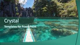  Presentation with mountain view - Cool new presentation design with bay and mountain islands palawan backdrop and a ocean colored foreground