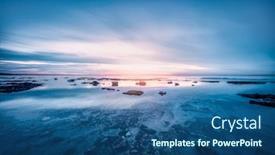  Presentation with sea shore - Audience pleasing theme consisting of amazing-seascape-view-on-sunset backdrop and a ocean colored foreground