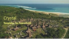  Presentation with cinematic - Beautiful presentation design featuring amazing-seaside-traditional-village backdrop and a tawny brown colored foreground