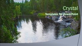  Presentation with hike forest - Slide set consisting of amazing small waterfall on a hike through a forest stream and water falling from the rocks background and a tawny brown colored foreground