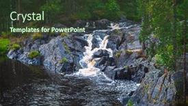  Presentation with hike forest - Beautiful slides featuring amazing small waterfall on a hike through a forest stream and water falling from the rocks backdrop and a tawny brown colored foreground