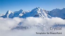  Presentation with amazing - Cool new PPT theme with amazing-snow-covered-peaks backdrop and a light blue colored foreground