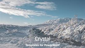  Presentation with river flow - Presentation theme featuring amazing snow covered winter landscape background and a  colored foreground