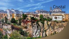 Presentation with cliff - Cool new presentation theme with amazing spain - city on cliff rocks - cuenca backdrop and a teal colored foreground