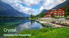  Presentation with amazing - Colorful slide set enhanced with amazing sunny summer day on the hintersee lake in austrian alps europe backdrop and a tawny brown colored foreground