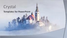  Presentation with amazing - Slides having amazing-sunrise-at-lake-bled and a light gray colored foreground