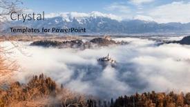  Presentation with amazing - Slide set with amazing-sunrise-at-lake-bled and a light blue colored foreground