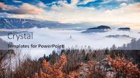 Presentation with amazing - Presentation theme consisting of amazing-sunrise-at-lake-bled background and a light blue colored foreground