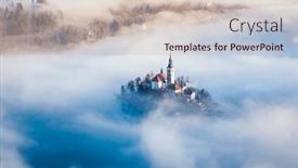  Presentation with amazing - Slide deck with amazing-sunrise-at-lake-bled background and a soft green colored foreground