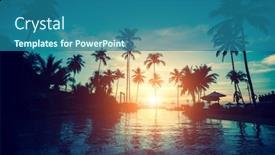  Presentation with sunrise - Slides featuring amazing sunrise on a tropical sea beach background and a ocean colored foreground