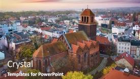 Presentation with misty - Presentation theme having amazing-sunrise-over-misty-tczew background and a tawny brown colored foreground