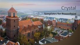  Presentation with misty - PPT layouts featuring amazing-sunrise-over-misty-tczew background and a light blue colored foreground