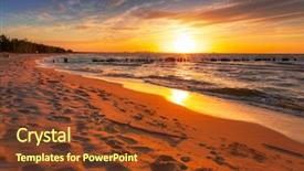  Presentation with sea and beach - PPT theme with amazing sunset at baltic sea background and a tawny brown colored foreground