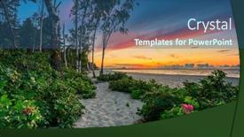  Presentation with sunset beach - Slides having amazing-sunset-on-the-beach background and a ocean colored foreground