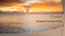  Presentation with tropical beach sunset - PPT theme with amazing-sunset-on-the-sea background and a coral colored foreground