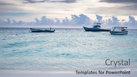  Presentation with tropical beach sunset - PPT layouts having amazing-sunset-on-the-sea background and a light blue colored foreground