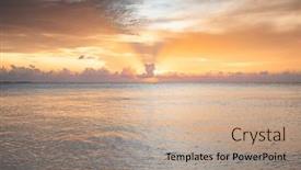  Presentation with tropical beach sunset - PPT theme enhanced with amazing-sunset-on-the-sea background and a coral colored foreground