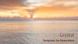  Presentation with tropical beach sunset - PPT layouts featuring amazing-sunset-on-the-sea background and a mint green colored foreground