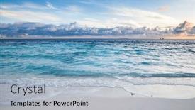  Presentation with island sunset - PPT theme featuring amazing-sunset-over-the-sea background and a light blue colored foreground